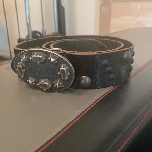 Just Cavalli designer black patent stud belt - Picture 2 of 3